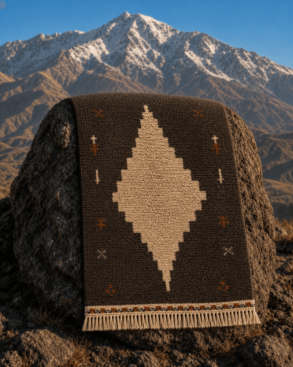 Night Atlas rug photographed in the High Atlas