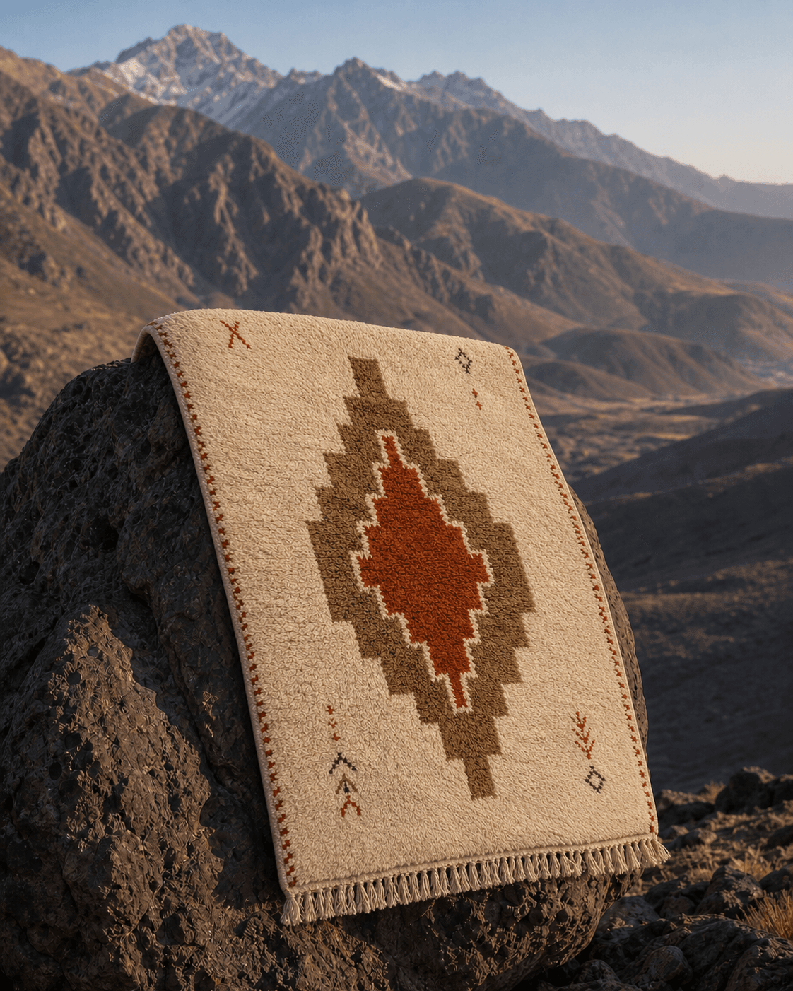 Oued Stone rug photographed in the High Atlas